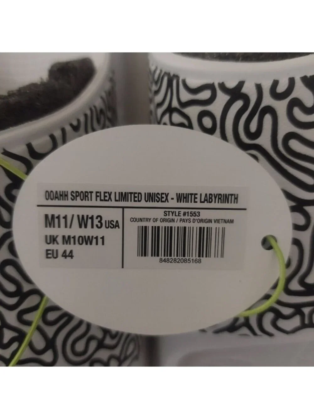 White Labyrinth OOFOS Ooahh Sport Flex Slide Mens Size 11 Womens 13 Sandals Shoe - Picture 8 of 9